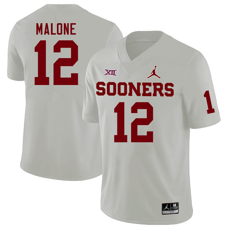 Men #12 Dez Malone Oklahoma Sooners College Football Jerseys Stitched-White